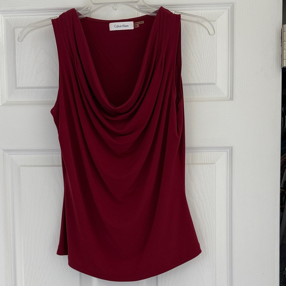 Calvin Klein Women's Burgundy Sleeveless Blouse